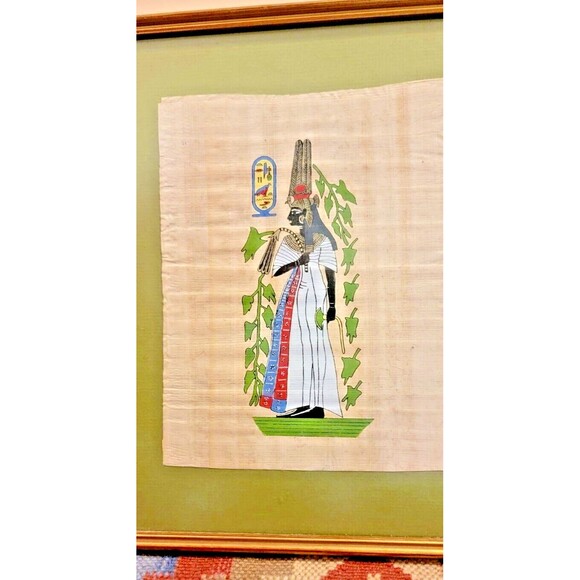 Egyptian Papyrus Painting ,Queen Nefertari Ahmose, the Papyrus Institute, Egypt - Picture 1 of 16